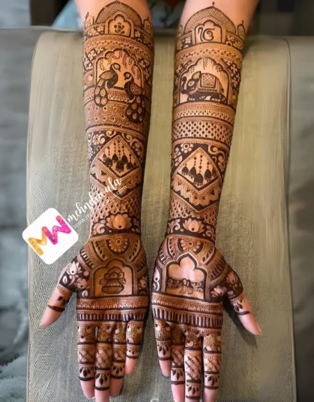 Madhubani-Peacock, Elephant, Jhumki, Kalash, Lotus, Mehndi