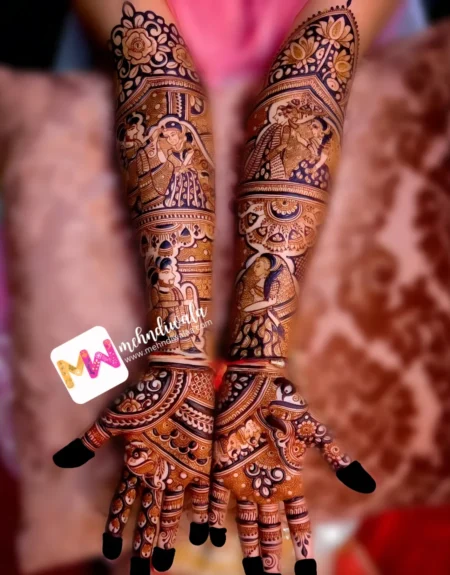 Madhubani-Figure Bridegroom, Flowers, Jhumki Design