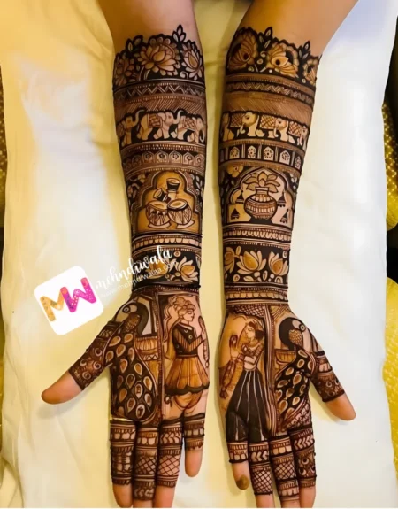 3D-Figure, BrideGroom, Elephant, Peacock, Flowers, Kalash, Design