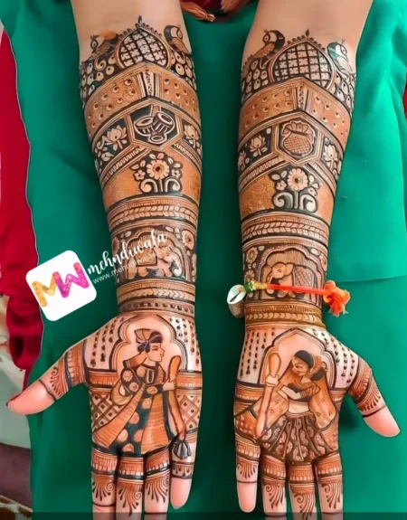 Madhubani-Figure, BrideGroom, Peacock, Drum, Kalash, Flowers, Elephant, Design