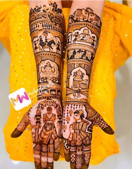 Madhubani-Figure BrideGroom, Peacock, Elephant, Dolly, Ganesh, Kalash, Dhol Shehnai, Design
