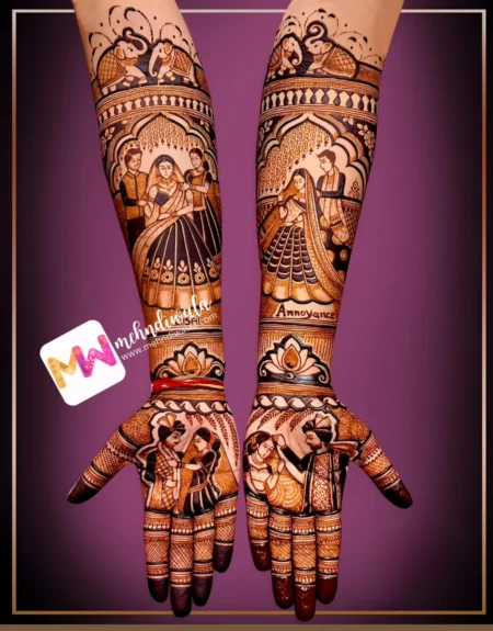 Madhubani-Figure BrideGroom, Elephant, Lotus, New Design