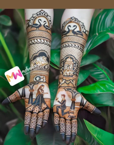 Madhubani, Figure, Bird, Flowers, Ring, Design