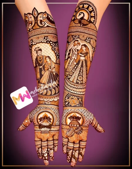 Madhubani-Figure BrideGroom, Peacock, Elephant, Flowers, Kalash, New Design