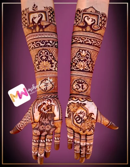 Madhubani-Figure Couple, Peacock, Flowers, Ring, Design