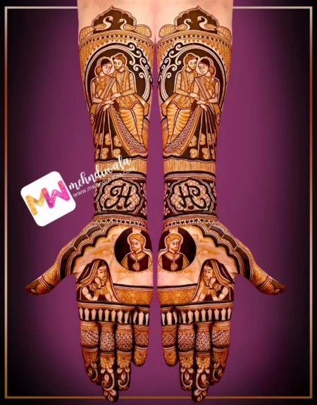 Madhubani-Figure BrideGroom, Peacock, Design