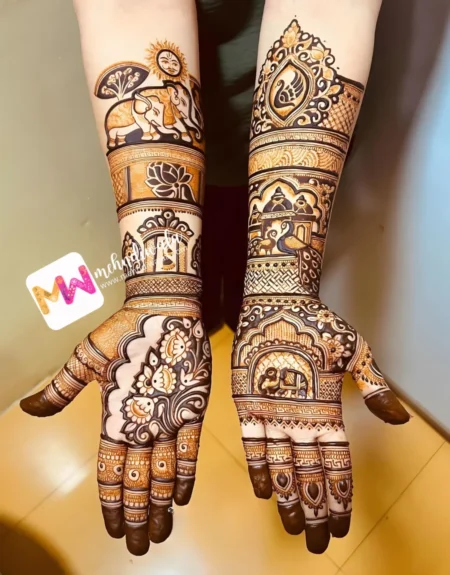 Madhubani-Elephant, Peacock, Flowers, Design
