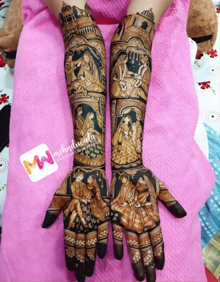 Madhubani-Figure BrideGroom, Mahal, Design