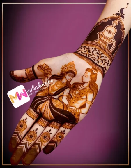 Madhubani-Figure, ShivParvati, Shivling, Design
