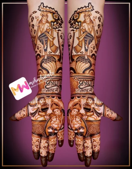 Madhubani-Figures,Dancing Krishna on Kaliya Naag,Bal Krishna with Maiya, Design