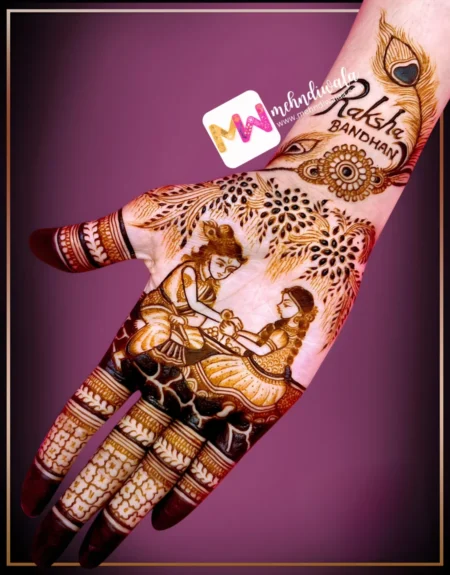 Madhubani-Figure,Krishna sister Brother, Rakhi, Design