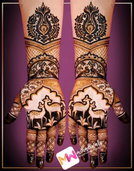 Madhubani- Peacock, Flowers, Deer, Leaves, Design