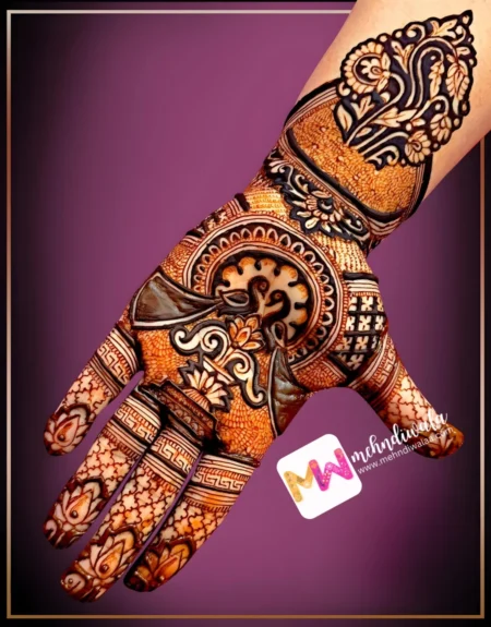 Madhubani-Peacock,Flowers, Both HandsDesign.