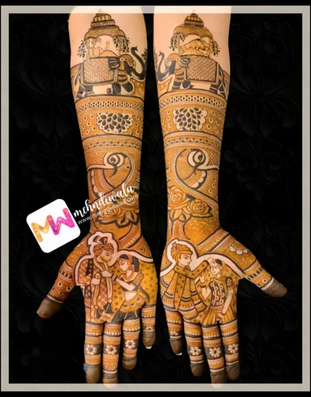 Madhubani- Figure, BrideGroom, Elephant, Flowers, Design