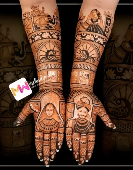 Madhubani- Figures, BrideGroom, Elephant, Peacock, Design