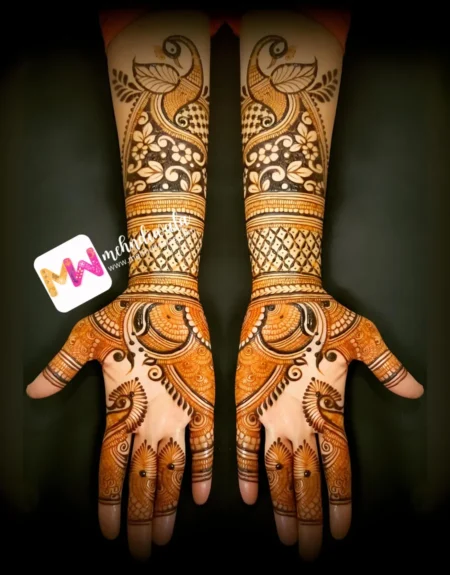 Madhubani- Peacock, Checks, Leaves Design