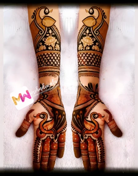 Madhubani- Peacock, Flowers, Leaves, Design