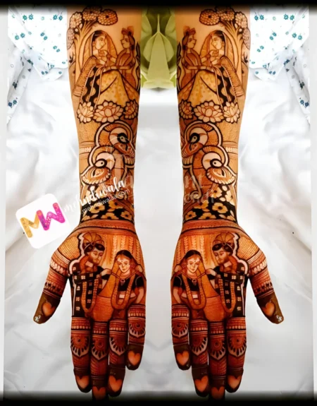 Madhubani- Figure, BrideGroom, Peacock, Flowers, Design