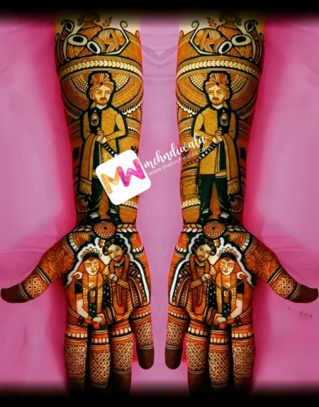 Madhubani- Figure, BrideGroom, Dhol Shehnai, Design