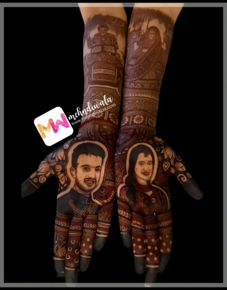 Portrait- Couple Face, Lotus Flowers, Design