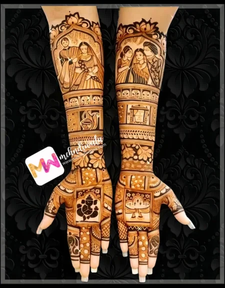 Figures- BrideGroom, Bride Mom Dad, Ganesh ji, Dolly, Dholshehnai, Flowers, Design