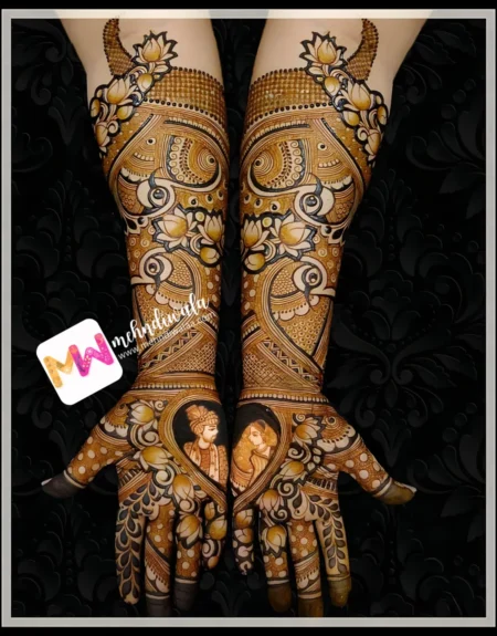 Madhubani- Figure BrideGroom, Flowers, Leaves, Design