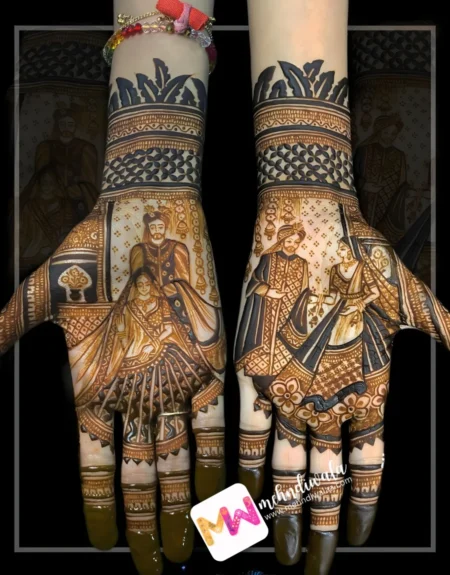 Figure- BrideGroom, Checks, Leaves, Design