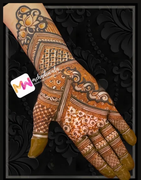 Madhubani- Flowers, Checks, Both Hands, Design