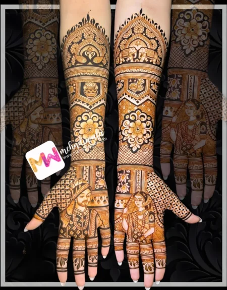 Madhubani- Figure BrideGroom, Elephant, Peacock, Flowers, Kalash, Dhol, shehnai, Design