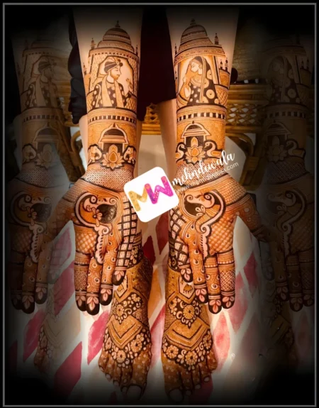 Madhubani- Figure BrideGroom, Chhatri, Peacock, Flowers, Hans, Elephant, Checks, Design