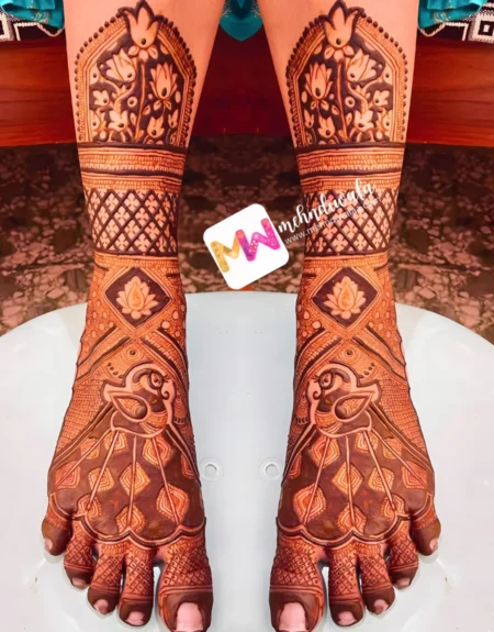Madhubani- Peacock, Lotus Flowers, Checks, Design