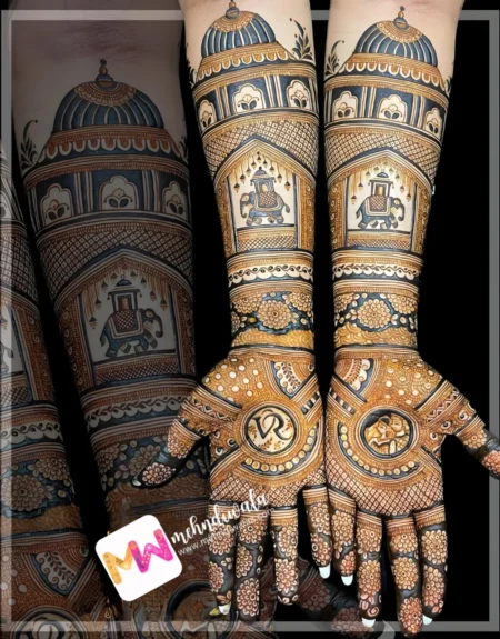 Madhubani-Mahal, Chhatri, Elephant, Flowers, Figure BrideGroom, Design