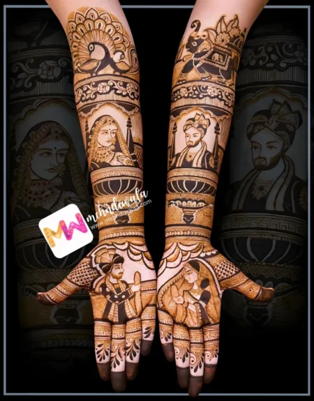Madhubani- Figure BrideGroom, Peacock, Elephant, Flowers, Leaves, Design