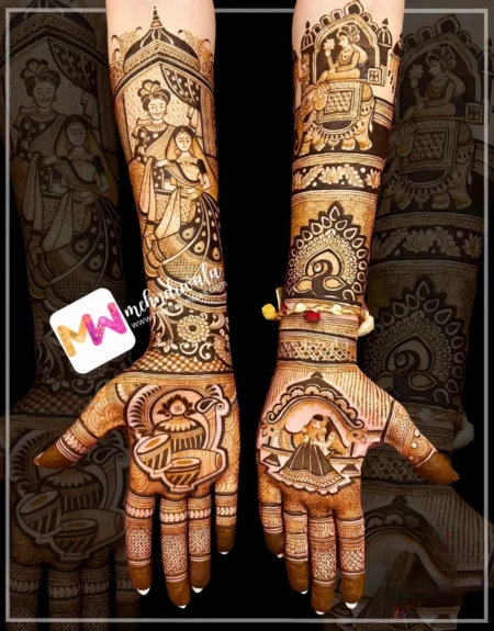 Madhubani- Figure BrideGroom, Dolly, Elephant, Peacock, Dhol, shehnai, Kalash, Flowers, Design