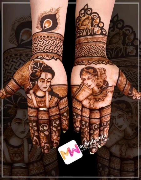 Gujarati- Figure Radha Krishna, Flowers, Design