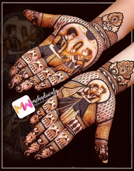 Madhubani- Figure Husband Wife , Jhumki, Flowers, Design