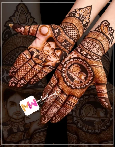 Madhubani- Figure Husband Wife , Puja Thali , Bird, Flowers, Checks, Design