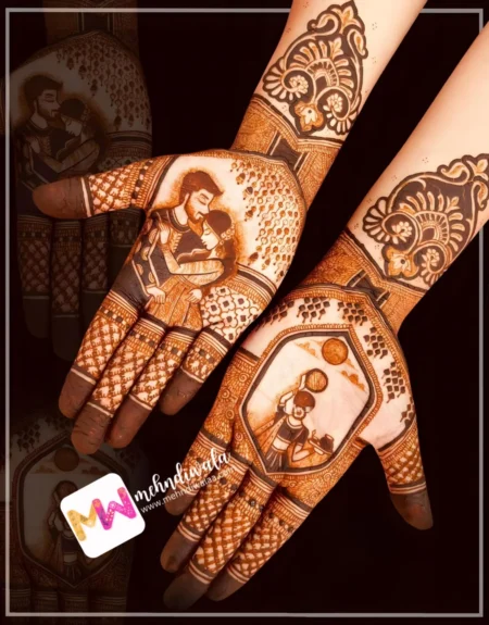 Madhubani- Figure Husband Wife , Puja thali, Flowers, Design