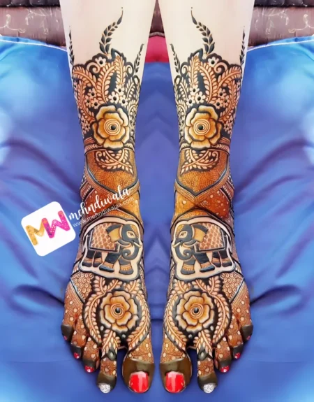 Madhubani- Elephant, Flowers, Leaves, Design