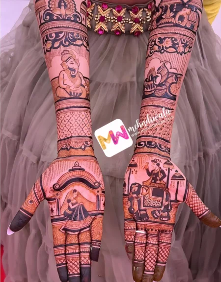 Madhubani- Figure BrideGroom, Ganesh ji, Peacock, Elephant, Dhol, shehnai, Dolly, Chhatri, Flowers, Design