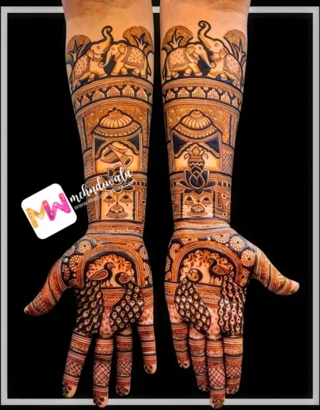 Madhubani- Elephant, Peacock, Kalash, Jhumki, Lotus, Dholshehnai, Design