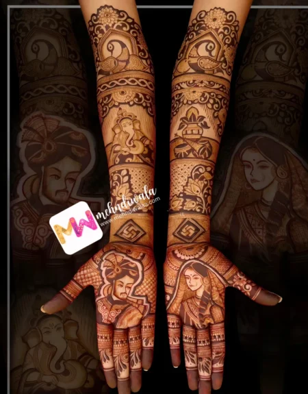 Madhubani- Figure BrideGroom, Peacock, Ganesh ji, kalash, Dhol, shehnai, Flowers, Design