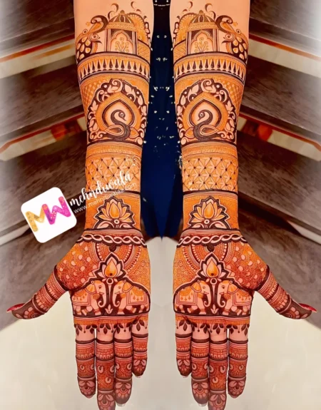 Madhubani- Elephant, Peacock, Chhatri, Lotus, Design