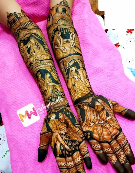 Madhubani- Figure BrideGroom, Mahal, Chhatri, Design