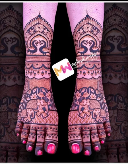Madhubani- Elephant, Peacock, Bell, Flowers, Design