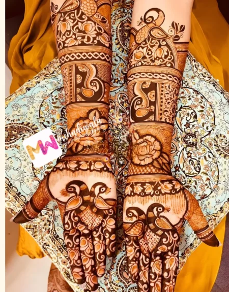 Madhubani- Peacock, Flowers, Leaves, Design