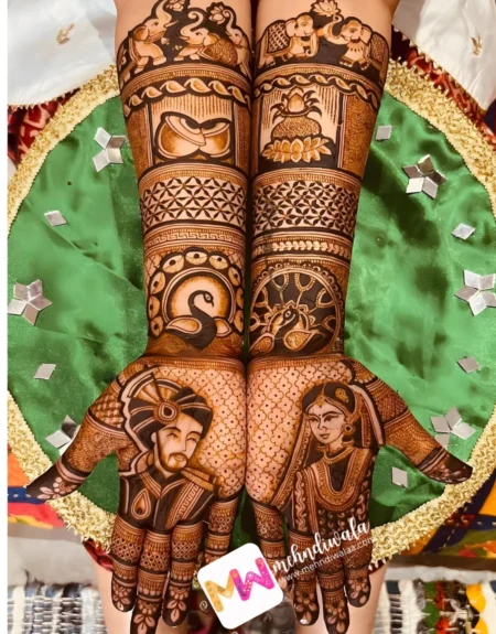 Madhubani- Figure BrideGroom, Elephant, Peacock, Kalash, Flowers, Design