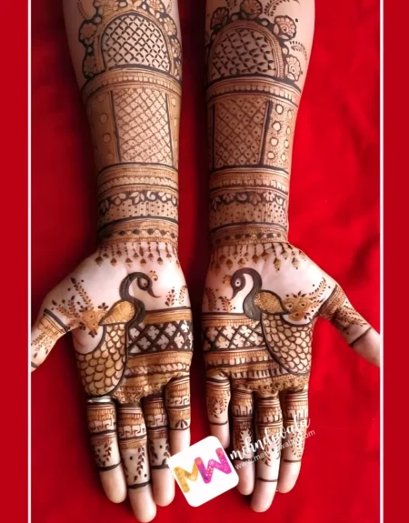 Madhubani- Peacock, Flowers, Checks, Leaves, Design