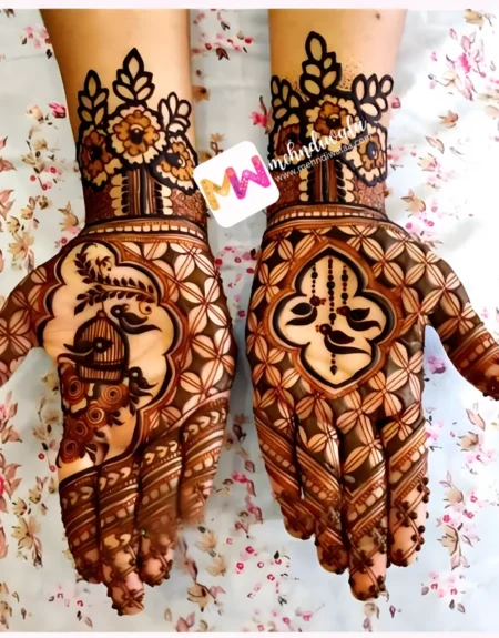 Madhubani- Flowers, Leaves, Bird, Design