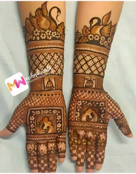Madhubani- Hans, Flowers, Checks, Jhumki, Flowers, Design
